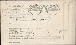 1921 Bp., Dr. Imre József Látszerész  által Kiállított Szemészeti Vizsgálati Lapja - Unclassified