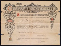 1924 Magyar Királyi József Műegyetem Gépészmérnöki Oklevél - Ohne Zuordnung