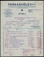 1928 Bp., Farkasvölgyi-féle Villamossági és Műszaki Részvénytársaság Fejléces Számlája Okmánybélyegekkel - Unclassified