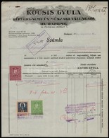 1928 Bp.IX., Kocsi Gyula Gépforgalmi és Műszaki Vállalata Fejléces Számlája Okmánybélyegekkel - Ohne Zuordnung