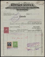 1928 Bp.IX., Kocsi Gyula Gépforgalmi és Műszaki Vállalata Fejléces Számlája Okmánybélyegekkel - Sin Clasificación