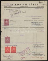 1928 Bp., Friedrich Péter Vaskereskedő Fejléces Számlája Okmánybélyegekkel - Non Classés