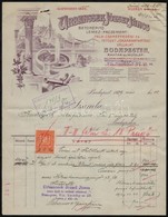 1929 Bp. VII., Urbancsek József János Betonépítő, Stb. Vállalat Díszes Fejléces Számlája, Okmánybélyeggel - Unclassified