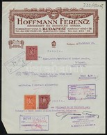 1930 Bp., Hoffmann Ferenc Képkeret és Keretléc Gyárának Díszes Fejléces Nyugtája Okmánybélyegekkel - Unclassified