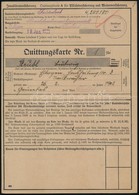1939 Quittungskarte Für Sudetenland No. 1. Érvényesítési Bélyegekkel / With Validation Stamps - Ohne Zuordnung