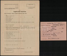 Cca 1945-1950 Párttag Nyilvántartó Lap és Tagfelvételi Kérelem űrlap, 2 Db - Ohne Zuordnung