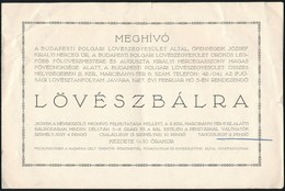 1927 Budapesti Polgári Lövészegyesület Meghívója Lövészbálra, 1927. Febr. 5., Apró Szakadással. - Unclassified