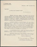 1933 Légrády Ottó (1878-1948) Mint A Pesti Hírlap Szerkesztőjének Levele, Melyben Saját Európa Válaszúton Háború Vagy Bé - Unclassified