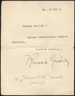 Kacsóh Pongrác (1873-1923) Zeneszerző Saját Kézzel Aláírt üdvözlő Levele - Other & Unclassified