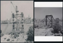 Cca 1964 Az Erzsébet Híd építéséről Szóló Fényképek (főleg Mai Nagyítások Régi Negatívokról), 15x10 Cm és 19x15 Között - Autres & Non Classés