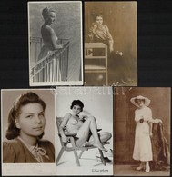 Cca 1900-1970 Fiatal Hölgyeket ábrázoló 5 Db Fotólap, 14×9 Cm - Other & Unclassified