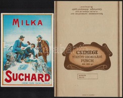 2 Db Csokoládépapír és Csokoládéreklám (Milka Suchard, Csemege Töltött Csokoládé Punch) - Advertising