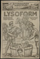 1915 Lysoform/ Brázay Sósborszesz Nagyméretű újságreklám, 36x24 Cm - Advertising