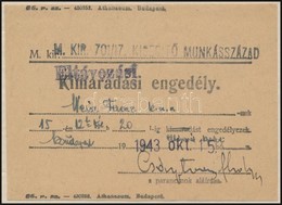 1943 Munkaszolgálatos Eltávozási Engedélye - Other & Unclassified