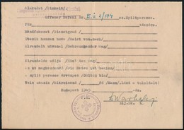 1945 Hungarista Egyetemi Felderítő Zászlóalj Nyílt Parancsa. Kitöltetlen. - Other & Unclassified