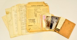 Cca 1900-1950 Vegyes Papírrégiség Tétel, Közte Népiskolai értesítő, Keményhátú Műtermi Fotók, árjegyzék, Igazolvány, Stb - Unclassified