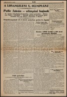 1932 A X. Nyári Olimpiai, Los Angeles-i Olimpiai Játékokról Szóló újságcikk, Benne Az Esemény Híreivel, Közte A Vízilabd - Sin Clasificación