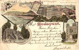 T2/T3 1898 (Vorläufer!) Budapest, Gellérthegy, Margitszigeti Forrás, Eötvös Szobor, Főgimnázium és Főreáliskola. Art Nou - Unclassified