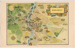 ** Budapest. Modern összehajtható Térképes Képeslap. Képzőművészeti Alap Kiadóvállalat / Modern Foldable Map Of Budapest - Unclassified