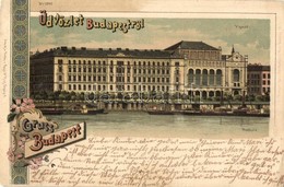 * T2/T3 1901 Budapest V. Vigadó A Dunáról Nézve, Uszályok. Regel & Krug Litho (Rb) - Unclassified