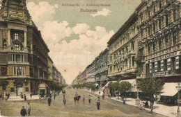 T2/T3 1908 Budapest VI. Andrássy út, Deutsch F. Károly üzlete, Fogorvos, Takarékpénztár (kopott Sarkak / Worn Corners) - Unclassified