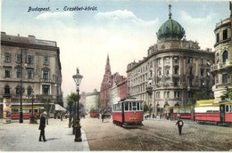 T2 1927 Budapest VIII. Erzsébet Körút (Blaha Lujza Tér), Villamosok (Boráros-tér Végállomással), Fogorvos, újságárus, - Non Classés