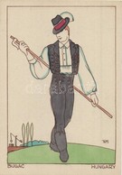 ** T1 1935 Bugac. Magyar Népviselet / Hungarian Folklore Art Postcard S: Holló M. - Unclassified