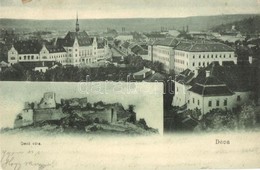 T4 Déva, Deva; Látkép, Déva Vára. Hirsch A. Kiadása / Castle, General View (vágott / Cut) - Non Classés