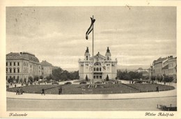 T2 Kolozsvár, Cluj; Hitler Adolf Tér, Magyar Zászló / Adolf Hitler Square, Hungarian Flag - Non Classés