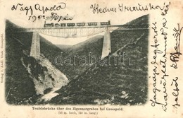 T2/T3 1902 Nagyapold, Grosspold; Ördög-vasúti Híd A Cigány-árok Felett, Gőzmozdony. Andr. Glatz / Teufelsbrücke über Den - Non Classés