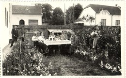 * T1/T2 Tenke, Tinca; Családi Társaság ünnepel A Kertben Tortával, Kertészkedő Gyerekek / Family Celebrating With Cake I - Unclassified