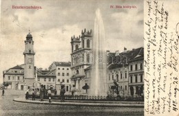 T2/T3 Besztercebánya, Banská Bystrica; IV. Béla Király Tér, Szökőkút, Strelinger Jakab üzlete / Square, Fountain, Shop ( - Ohne Zuordnung