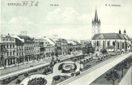 T2/T3 Eperjes, Presov; Fő Utca, Római Katolikus Templom, Központi Kávéház. üzlete. Divald Károly / Main Street, Church,  - Sin Clasificación