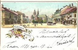 * T2/T3 1899 Kassa, Kosice; Fő Tér Lóvasúttal és Nagy Szállóval, Adria üzlet / Main Square With Horse-drawn Tram And Gra - Unclassified