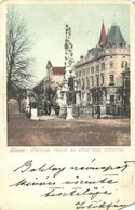 T3/T4 1901 Kassa, Kosice; Fő Utca, Andrássy Udvar, Szentháromság Szobor / Main Street With Palace, Trinity Monument (EM) - Unclassified