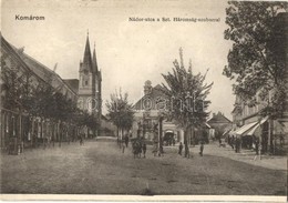 * T3 Komárom, Komárno; Nádor Utca, Szentháromság Szobor. Kiadja Czike Dénes / Street View, Trinity Statue (ragasztónyom  - Non Classés