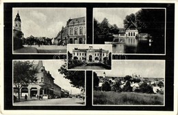 T2/T3 Losonc, Lucenec; Utcaképek, Csónakázók, Látkép A Zsinagógával / Street Views, Rowing Boats, Lake, View With The Sy - Non Classés