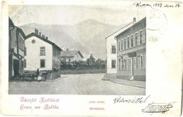 T3 1899 Ruttka, Vrútky; Piac Utca, üzlet, Háttérben A Vasútállomás / Marktplatz / Market, Street View, Shop, Railway Sta - Unclassified