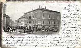 * T3/T4 1899 Selmecbánya, Schemnitz, Banska Stiavnica; Deák Ferenc Utca, Takáts Miklós üzlete, Piac. Joerges / Street Vi - Unclassified