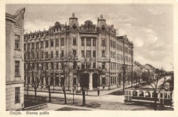 T2 Eszék, Esseg, Osijek; Fő Postahivatal, Villamos / Glana Posta / Main Post Office, Tram - Sin Clasificación