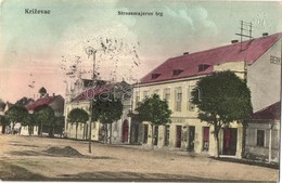 T2/T3 Kőrös, Krizevac, Krizevci; Strossmajer Tér, Pollak üzlete, Zsinagóga / Strossmajerov Trg / Square, Shop, Synagogue - Unclassified