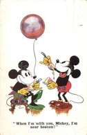 T3 'When I'm With You, Mickey, I'm Near Heaven' / Mickey And Minnie Mouse Eating Ice Cream, Balloon, Disney Postcard. A. - Ohne Zuordnung