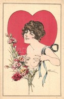 ** T2/T3 Fleurs D'Amour / Nude Lady, Erotic Art Postcard, Serie No. 46. (kopott Sarkak / Worn Corners) - Unclassified