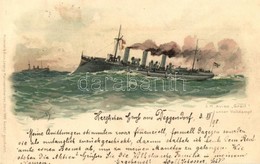 T2/T3 1898 SM Aviso Greif Unter Volldampf / SMS Greif Imperial German Navy (Kaiserliche Marine) Aviso Ship Going Full St - Sin Clasificación