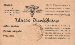 T2/T3 1938 Meghívó A Turul Szövetség Hollós Mátyás B. E. Toldi Miklós Törzs Táncos Dísztáborába / Hungarian Irredenta In - Unclassified