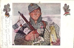 T2/T3 1915 I. Armee Im Felde / Soldier With Christmas Gifts, WWI K.u.K. Military Christmas Greeting Card, B.K.W.I. (kopo - Ohne Zuordnung