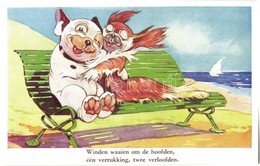 ** T1 Winden Waaien Om De Hoofden... / Bonzo Dog With His Love. Valentine & Sons Ltd. Bonzo Postcard 5140. S: G. E. Stud - Zonder Classificatie