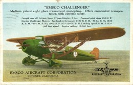 T2/T3 Emsco Challenger Aircraft Advertisement Postcard (kis Szakadás / Small Tear) - Unclassified