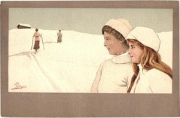 ** T2/T3 Skiing Ladies, Winter Sport. Vouga & Cie. No. 601. Litho S: Pellegrini (fl) - Non Classés