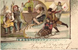 * T3 Holland / The Netherlands. Nationalitäten-Postkarten Serie 50. Dess. Winter Sport, Sledding. Art Nouveau, Litho  (E - Unclassified